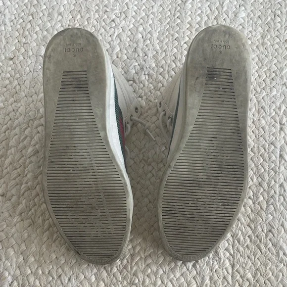 Gucci White High-Top Sneakers with Green and Red Stripe Sz:42 - Picture 3 of 4